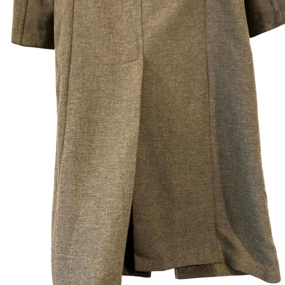 Trussardi S Longline Full Length Zip Gray Wool Coat Pockets Funnel Collar Y2K - Picture 12 of 13